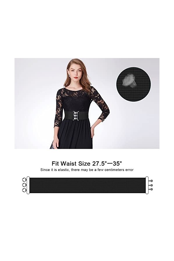 Ceinture Elastique Femme Large Ceinture de Taille avec Boucle Vintage Corset Ceinture Cinch pour Robe Lot de 3, Noir Blanc R