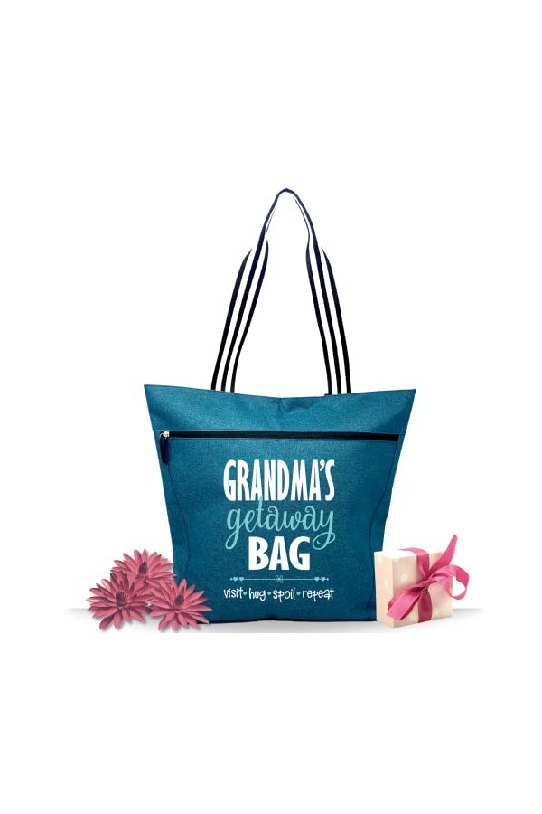 Grand sac fourre-tout zippé avec poches pour grand-mère – Cadeau parfait, gris Fave People Gray Lexie , Medium