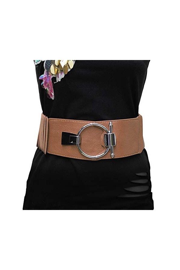 Glamexx24 Ceinture femme élastique large 8cm taille ceinture bague argent