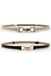 Babioms 2 pcs Ceinture pour femme élégante ceinture élastique ceinture femme Ceinture Femme en cuir avec boucle en métal doré
