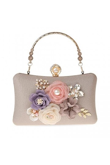 Milky Way Pochette florale élégante pour femme - Pour soirée, fête, mariage - Champagne, champagne, taille unique