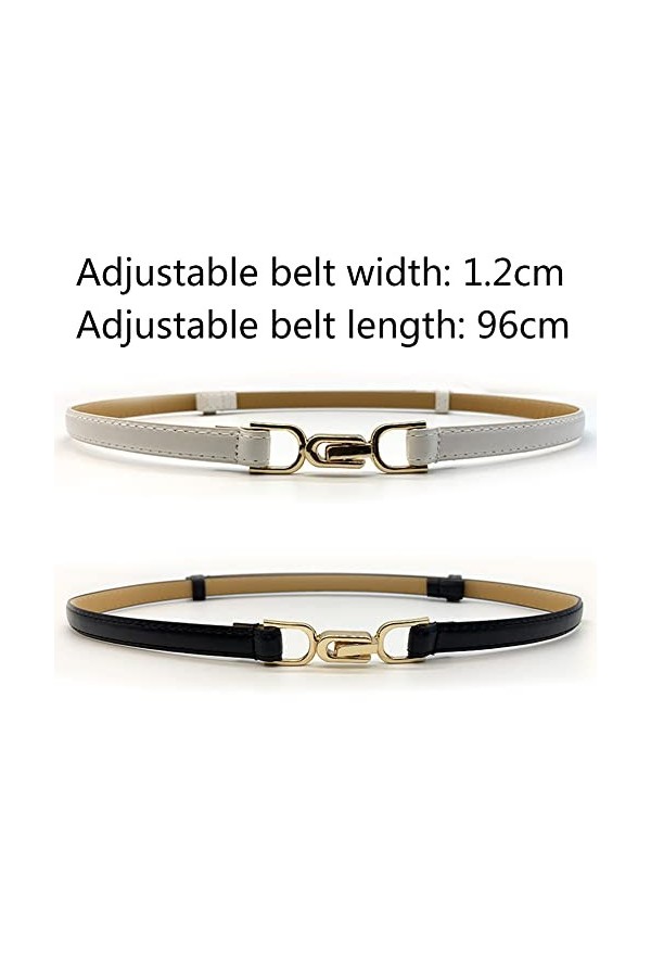 Babioms 2 pcs Ceinture pour femme élégante ceinture élastique ceinture femme Ceinture Femme en cuir avec boucle en métal doré