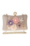 Milky Way Pochette florale élégante pour femme - Pour soirée, fête, mariage - Champagne, champagne, taille unique