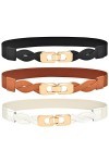 DUOXIN 3 Pièces Ceintures Fines Extensible pour Femme, Ceinture de Taille Mode Tissé Ceinture Élégante Élastique Ceinture à F