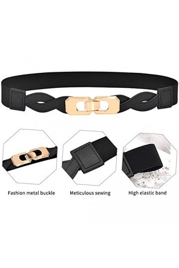 DUOXIN 3 Pièces Ceintures Fines Extensible pour Femme, Ceinture de Taille Mode Tissé Ceinture Élégante Élastique Ceinture à F