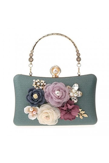 Milky Way Pochette florale élégante pour femme - Pour soirée, fête, mariage - Vert, Vert, taille unique
