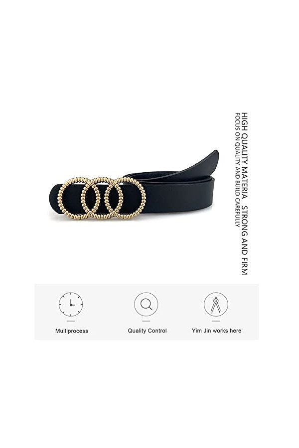 KOEMCY 2 Pièces Ceinture Femme PU Ceinture en Cuir avec Boucle Ronde Classique Ceinture à la Mode Femme pour Jeans & Pantalon