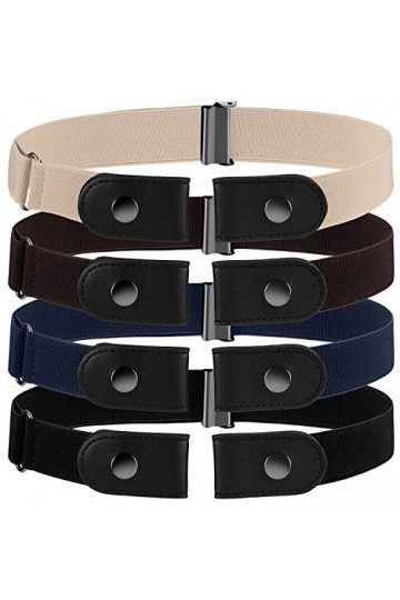 4 Pièces Ceinture Extensible sans Boucle Ceinture sans Boucle Ceinture Élastique Invisible avec 4 Pièces Boucles pour Jean Pa