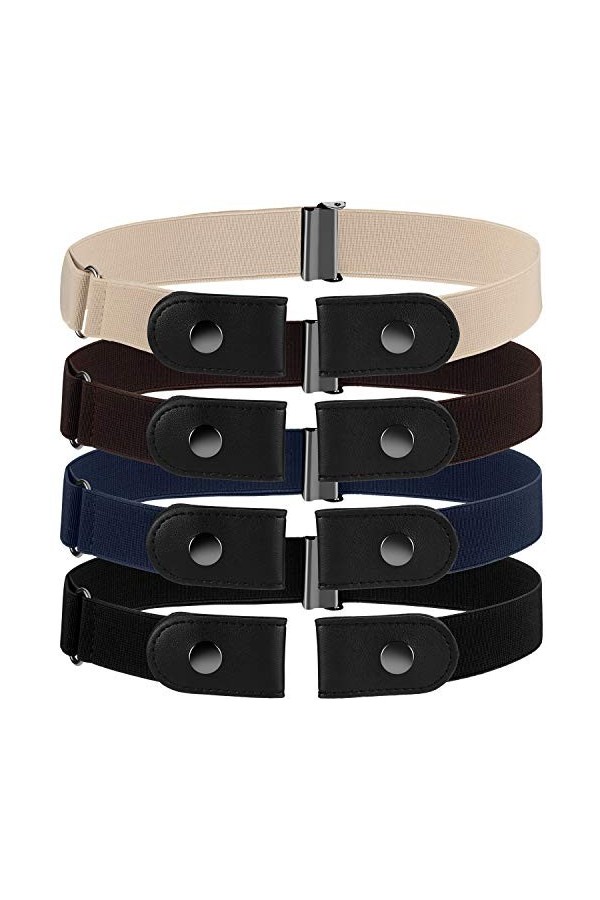 4 Pièces Ceinture Extensible sans Boucle Ceinture sans Boucle Ceinture Élastique Invisible avec 4 Pièces Boucles pour Jean Pa