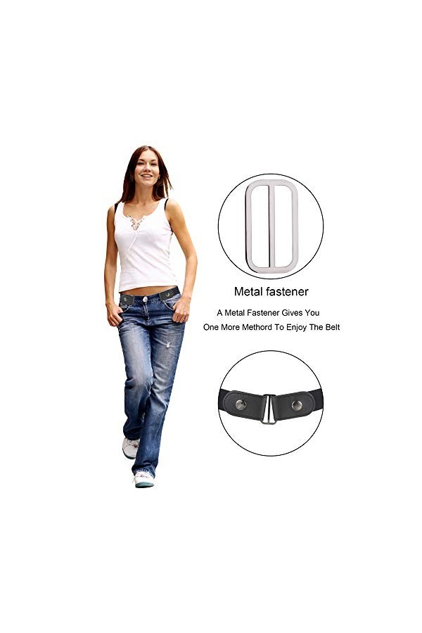 4 Pièces Ceinture Extensible sans Boucle Ceinture sans Boucle Ceinture Élastique Invisible avec 4 Pièces Boucles pour Jean Pa