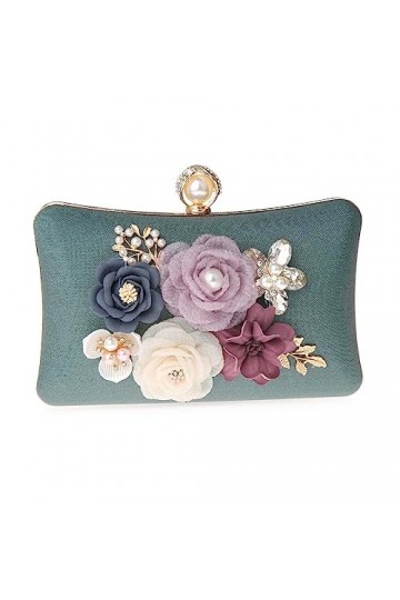 Milky Way Pochette florale élégante pour femme - Pour soirée, fête, mariage - Vert, Vert, taille unique