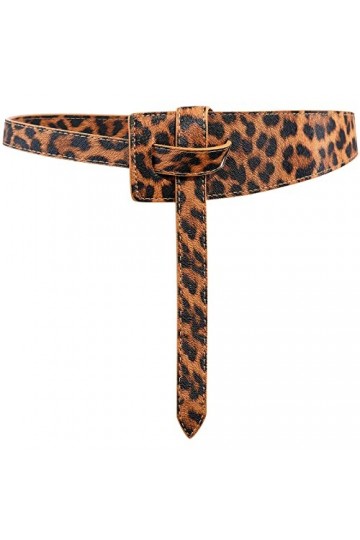 BAOKELAN Femmes Faux Cuir Cravate Ceinture Noué Large Taille Ceinture pour Jeans Combinaison Manteau Robe Léopard Marron 120 