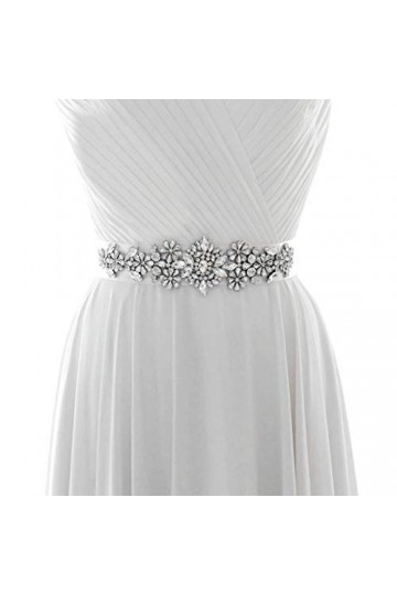 TOPQUEEN S325 Ceinture de mariée avec strass scintillants, Blanc., taille unique