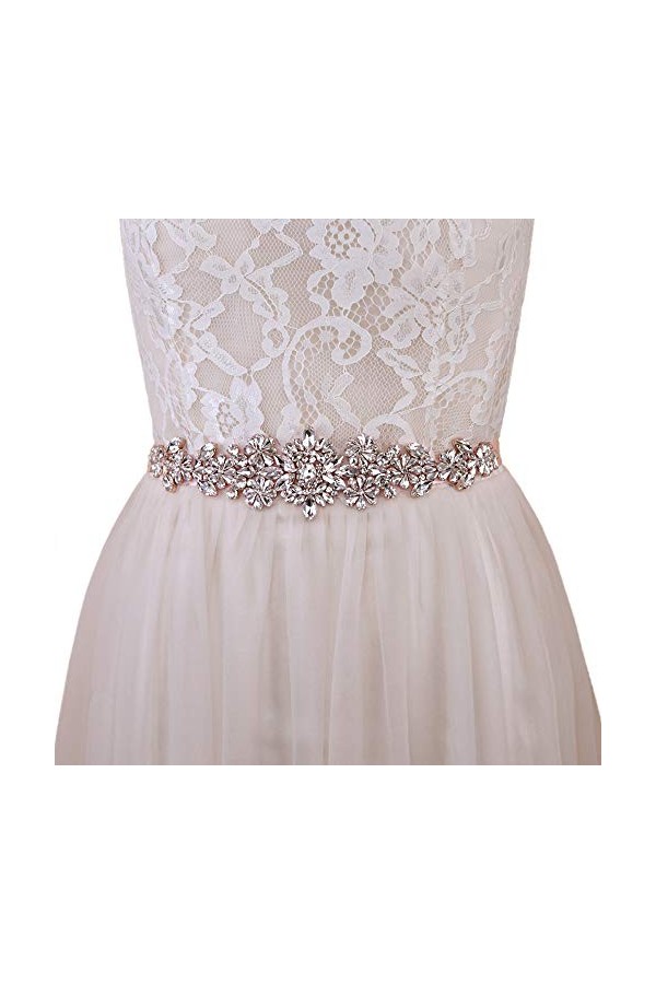 TOPQUEEN S325 Ceinture de mariée avec strass scintillants, Blanc., taille unique