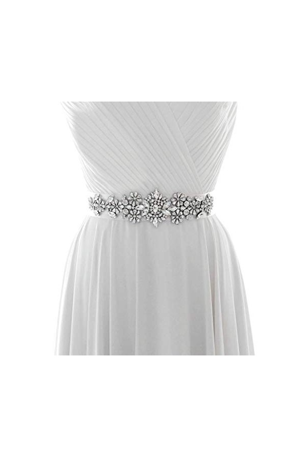 TOPQUEEN S325 Ceinture de mariée avec strass scintillants, Blanc., taille unique