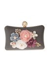 Milky Way Pochette florale élégante pour femme - Pour soirée, fête, mariage - Gris, gris, taille unique