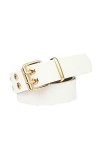 NiceYnn Faux Cuir Ceinture Homme Femme Large 3.7cm Double Aiguille 2 Rangs œil pour Veste Robe Vogue Mariage Soirée Beige