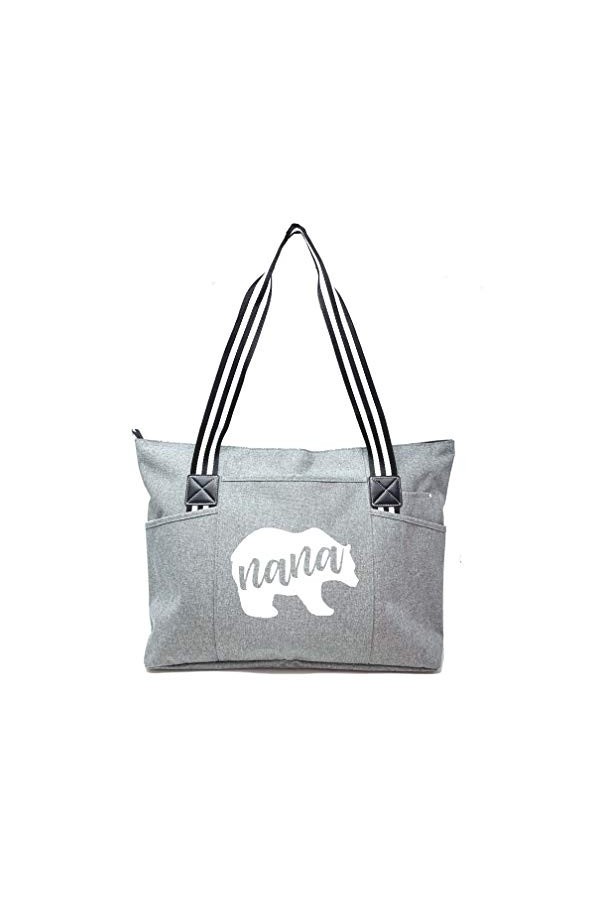 Grand sac fourre-tout zippé avec poches pour grand-mère – Cadeau parfait, gris Fave People Gray Lexie , Medium