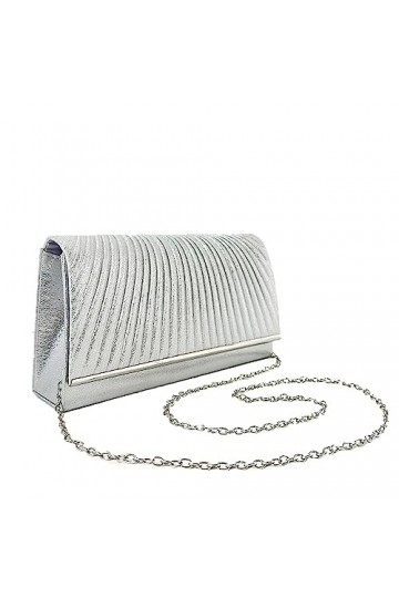 Milky Way Pochette plissée à paillettes pour femme - Pour mariage, bal de fin dannée, fête, élégante, Argenté.