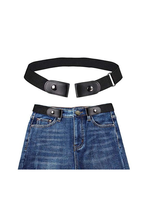 Ceinture élastique invisible sans boucle pour jeans en cuir véritable