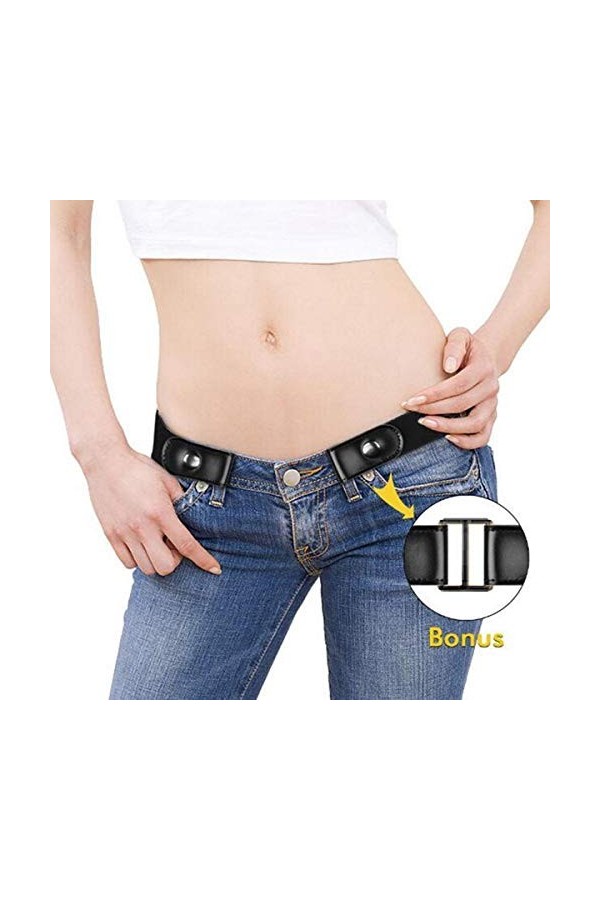 Ceinture élastique invisible sans boucle pour jeans en cuir véritable