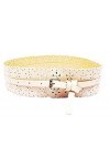 Ceinture pour femme – Bandeau floral – Perforé Beige – Simili-cuir idée cadeau Noël anniversaire fête, beige, Taille unique