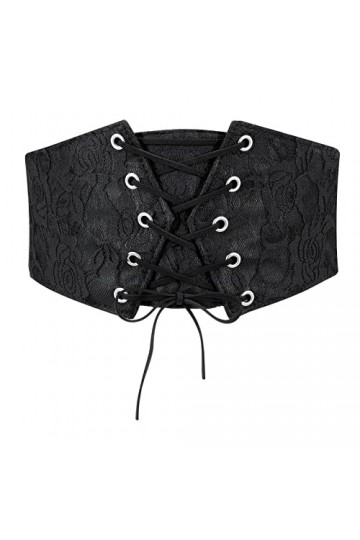 JasGood Ceinture élastique large à lacets, pour femme, a-noir, Fit Taillengröße 105cm-117cm