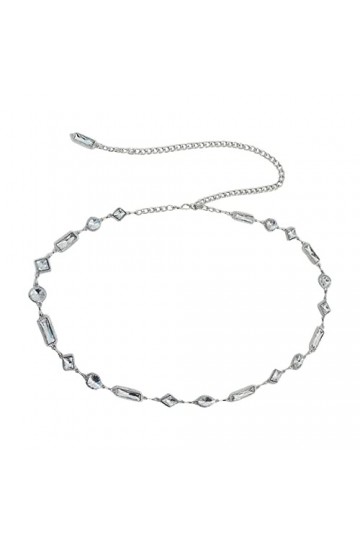 MEGAUK Ceinture de mariée en strass pour femme - Idéale pour robe de mariage, fête, demoiselle dhonneur, Argent 06814, taill