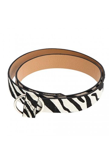 SOIMISS Ceinture pour femme imprimée Zèbre avec boucle ronde en métal en cuir PU, large ceinture élastique en taille accessoi