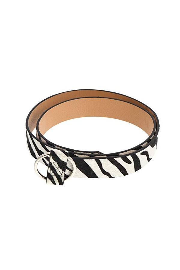 SOIMISS Ceinture pour femme imprimée Zèbre avec boucle ronde en métal en cuir PU, large ceinture élastique en taille accessoi