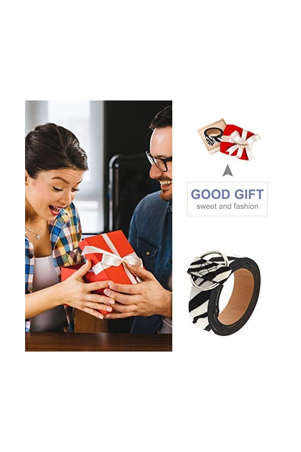 SOIMISS Ceinture pour femme imprimée Zèbre avec boucle ronde en métal en cuir PU, large ceinture élastique en taille accessoi