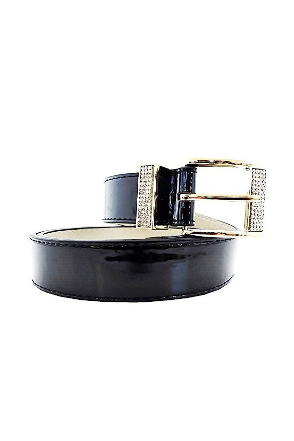 Lovelegis Ceinture femme - noir - simili cuir - boucle strass pour idée cadeau de Noël et anniversaire