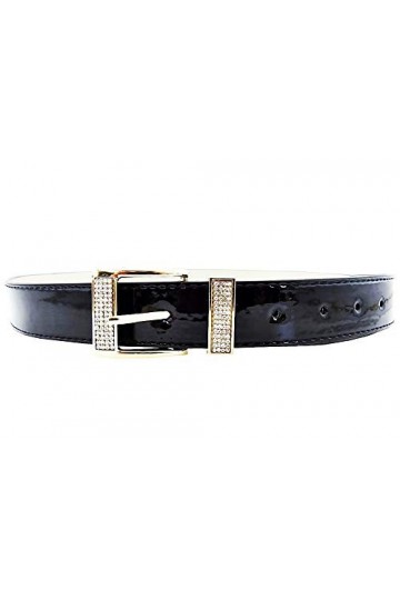 Lovelegis Ceinture femme - noir - simili cuir - boucle strass pour idée cadeau de Noël et anniversaire