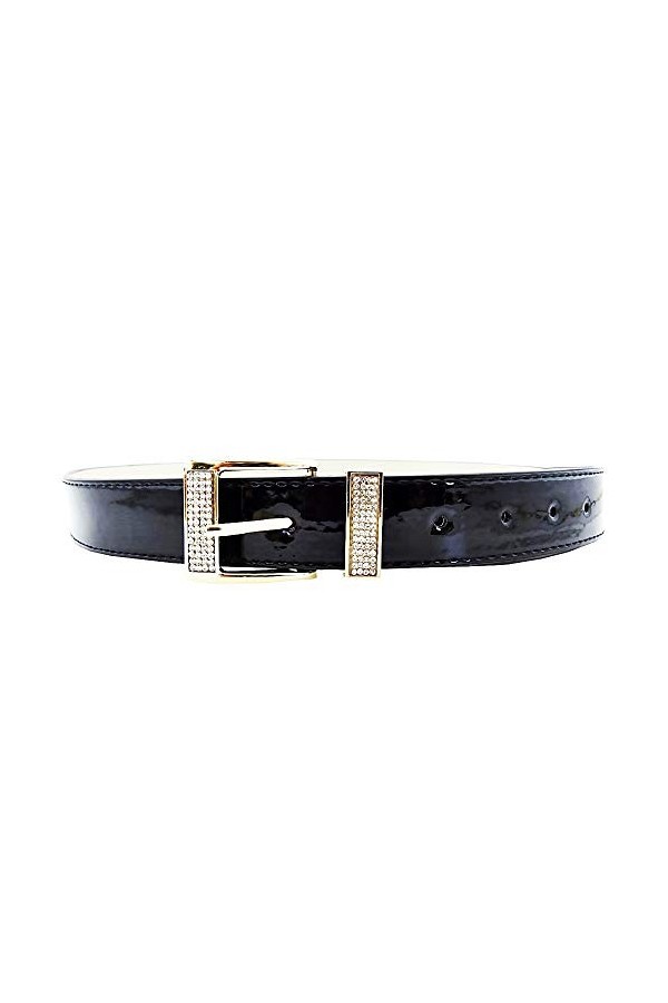 Lovelegis Ceinture femme - noir - simili cuir - boucle strass pour idée cadeau de Noël et anniversaire
