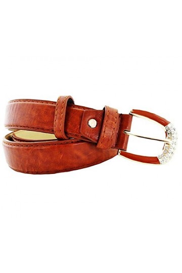 Lovelegis Ceinture femme - marron - pour jeans - simili cuir - boucle strass Idée cadeau de Noël et anniversaire