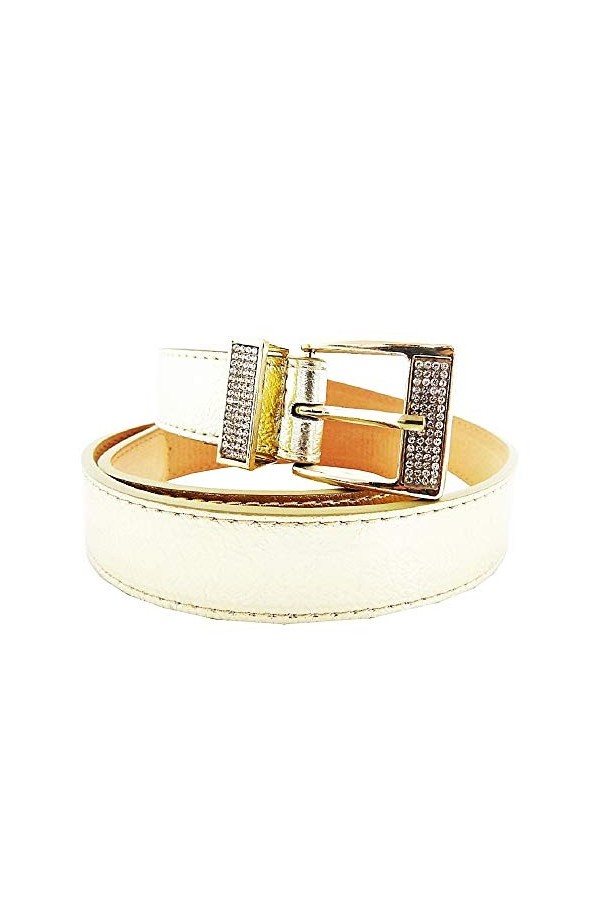 Lovelegis Ceinture femme - sexy - couleur or - simili cuir - boucle strass - idée cadeau Noël et anniversaire