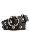 Lufcziel Ceinture en cuir synthétique pour femme - Ceinture en cuir - Boucle torique - Ceinture punk noire pour jeans pantalo