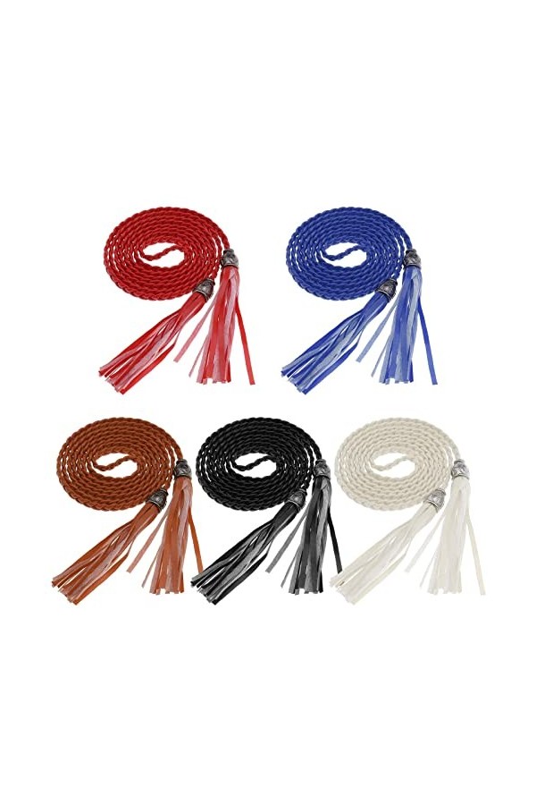 VGOL 5PCS Ceinture Tressée pour Femmes Ceinture de Taille à Glands et Ceinture de Corde Tissée Ceinture de Corde en Cuir PU C