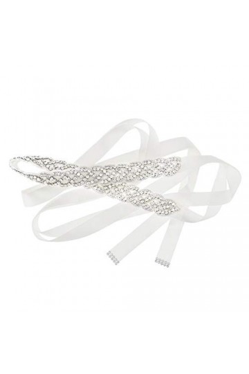 ENET Ceinture de Mariée avec Ruban de SatinCristal Strass Vintage Ceinture de Robe de Mariée