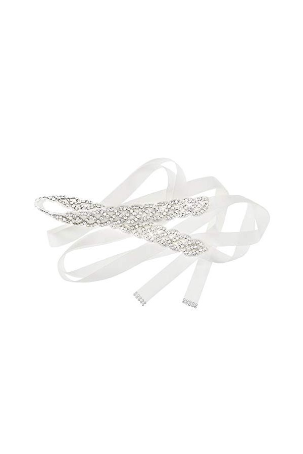 ENET Ceinture de Mariée avec Ruban de SatinCristal Strass Vintage Ceinture de Robe de Mariée