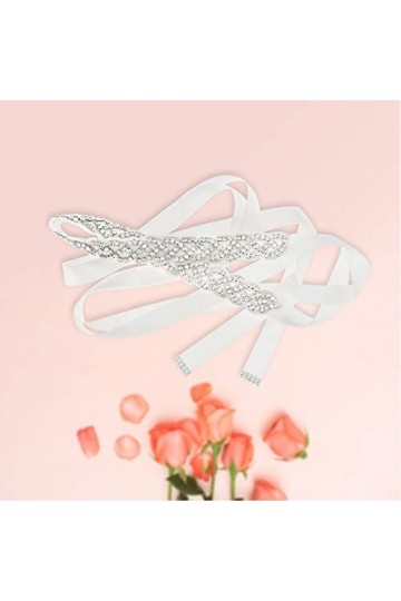 ENET Ceinture de Mariée avec Ruban de SatinCristal Strass Vintage Ceinture de Robe de Mariée