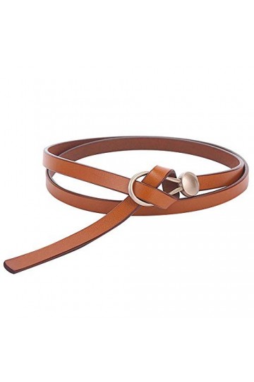 Milya Ceinture en cuir élégante pour femme avec boucle à anneau, ceinture étroite et pop-up - Blanc - Taille unique