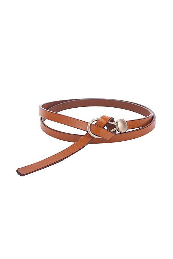 Milya Ceinture en cuir élégante pour femme avec boucle à anneau, ceinture étroite et pop-up - Blanc - Taille unique