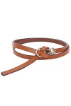Milya Ceinture en cuir élégante pour femme avec boucle à anneau, ceinture étroite et pop-up - Blanc - Taille unique