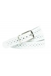 shenky - Ceinture en cuir - trouée - largeur 2 cm - blanc - Tour de taille : 90 cm