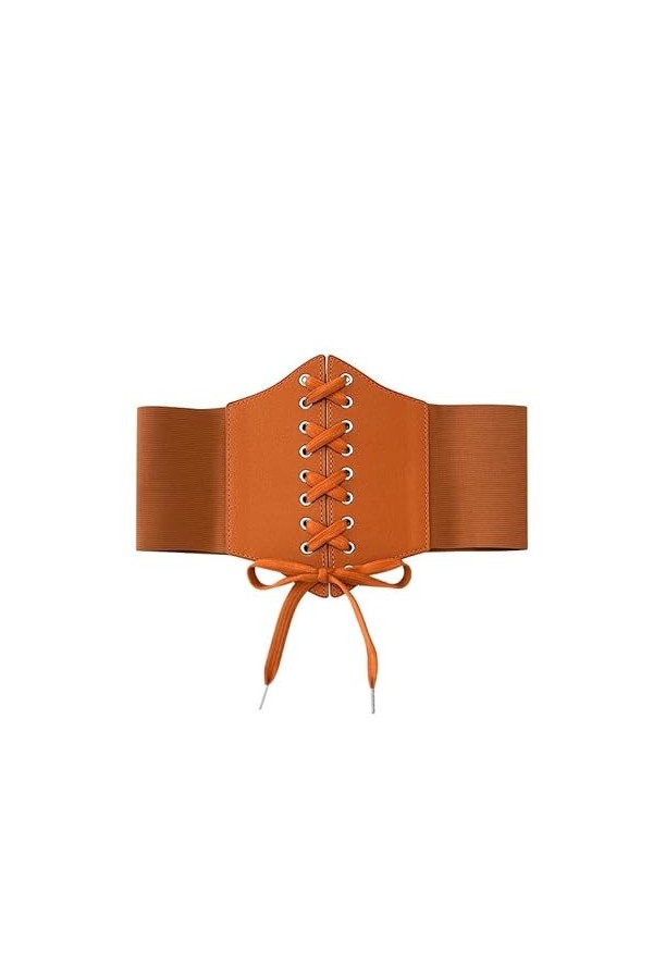 Udekit Ceinture Corset Élastique Femme Vintage Cinch Ceinture Marron