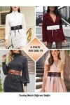 WERFORU Ceinture large Obi pour femme en cuir synthétique souple pour Halloween, Noir/blanc/marron/café, L/taille 91-100cm