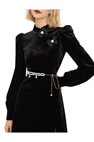 Barry.Wang Ceinture à perles pour femme - Avec strass - Blanc cassé - Cadeau tendance, Pendentif chaîne de perles blanc cassé