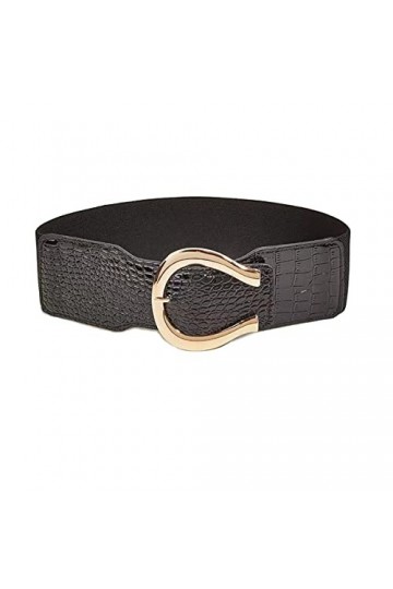 CHIC DIARY Ceinture élastique pour femme - Ceinture élastique - Noir - Large ceinture décorative - Ceinture tendance, Noir , 