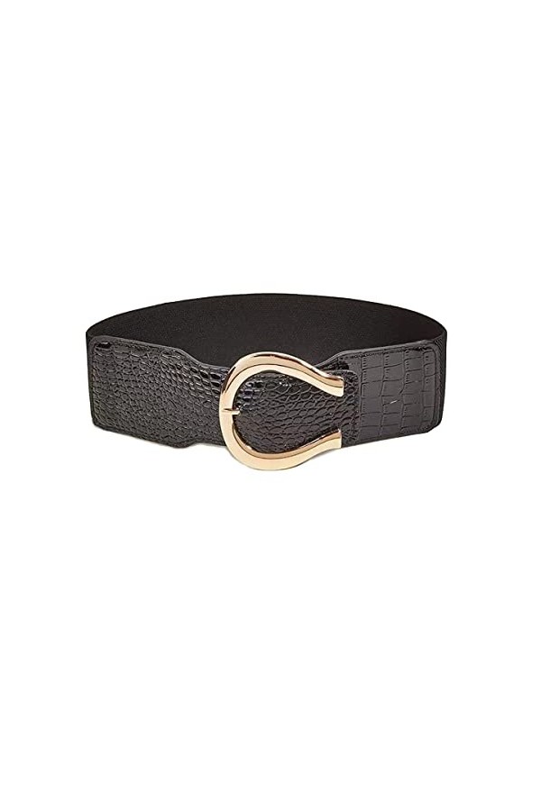 CHIC DIARY Ceinture élastique pour femme - Ceinture élastique - Noir - Large ceinture décorative - Ceinture tendance, Noir , 